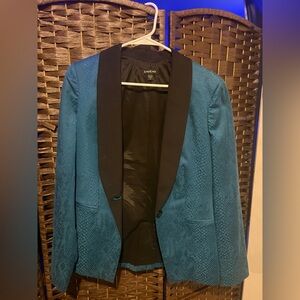Bebe Blue Blazer with Black Lapel